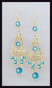Deco Teal Blue Earrings