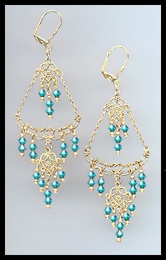 Teal Blue Chandelier Earrings