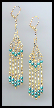 Swarovski Teal Blue Crystal Earrings