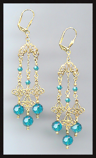 Teal Blue Chandelier Earrings