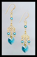 Tiny Teal Blue Heart Earrings