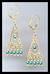 Deco Teal Blue Earrings