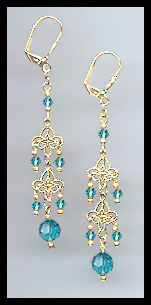 Teal Blue Crystal Earrings
