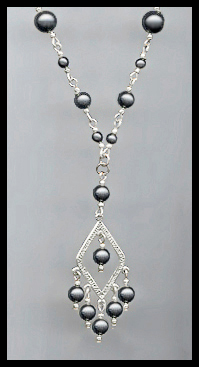 Cream Black Faux Pearl Necklace