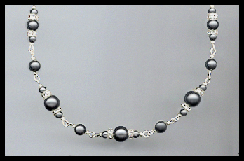 Swarovski Rondelle and Black Pearl Necklace