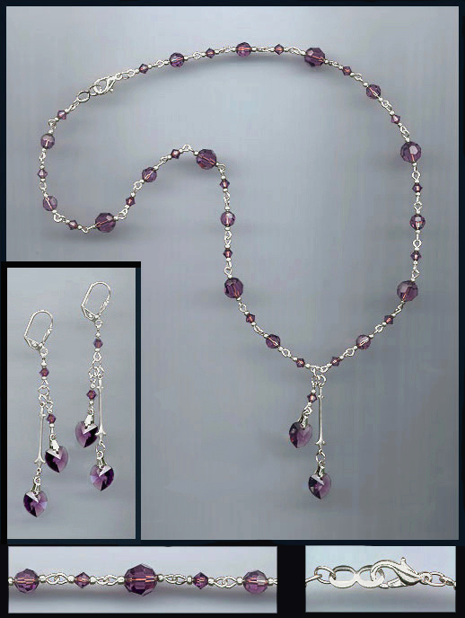 Swarovski Amethyst Purple Heart Necklace Set