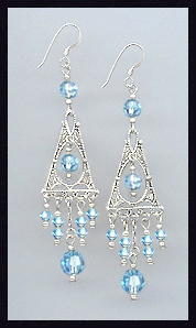 Aquamarine Deco Style Earrings