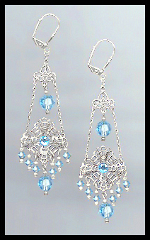 Swarovski Aquamarine Chandelier Earrings