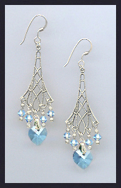 Aquamarine Heart Earrings