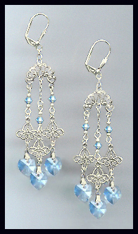 Filigree Aquamarine Heart Earrings