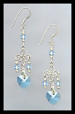 Tiny Aquamarine Heart Earrings