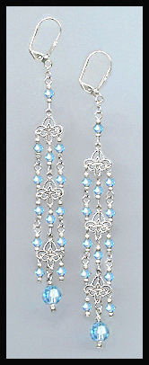 4" Aquamarine Chandelier Earrings