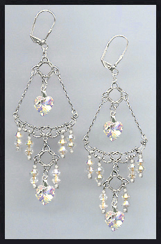 Swarovski Aurora Borealis Crystal Heart Earrings