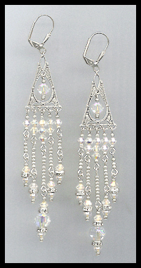 Long Aurora Crystal Chandelier Earrings