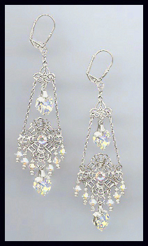 Swarovski Aurora Borealis Heart Filigree Earrings