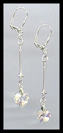 Simple Aurora Borealis Crystal Heart Earrings