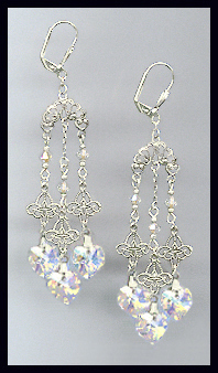 Filigree Aurora Borealis Heart Earrings
