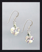 Tiny Aurora Borealis Crystal Heart Earrings