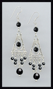 Jet Black Deco Style Earrings