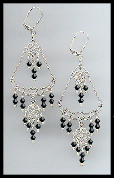 Jet Black Chandelier Earrings