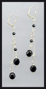 Jet Black Crystal Drop Earrings