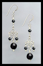 Jet Black Filigree Earrings