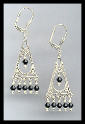 Deco Style Jet Black Earrings
