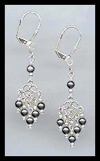 Black Pearl Dangle Earrings