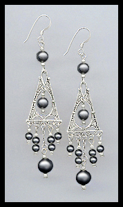 Black Pearl Deco Style Earrings