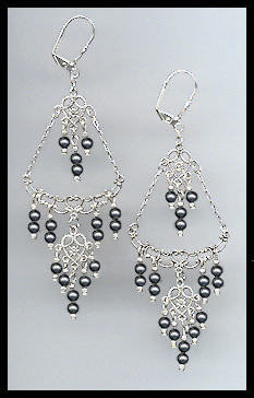 Black Pearl Chandelier Earrings