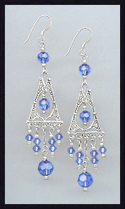 Sapphire Blue Deco Style Earrings