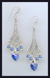 Sapphire Blue Heart Earrings