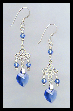 Tiny Sapphire Blue Heart Earrings