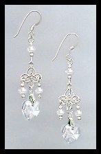 Tiny Clear Crystal Heart Earrings