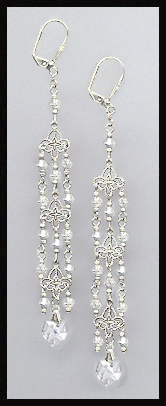 Clear Crystal Heart Chandelier Earrings