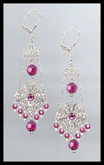 Swarovski Fuchsia Pink Chandelier Earrings