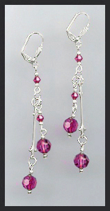 Fuchsia Pink Crystal Drop Earrings