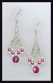 Fuchsia Pink Vintage Earrings