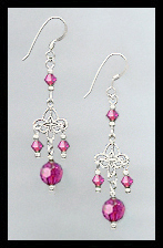 Fuchsia Pink Filigree Earrings