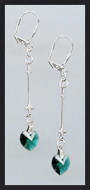 Swarovski Emerald Green Crystal Heart Drop Earrings