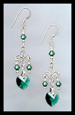 Tiny Emerald Green Heart Earrings