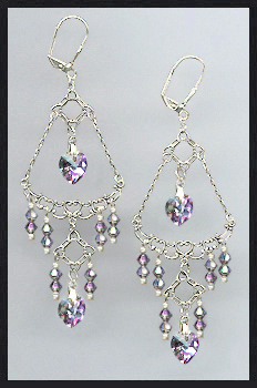 Swarovski Aurora Purple Crystal Heart Earrings