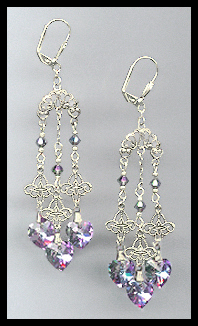 Filigree Aurora Purple Heart Earrings