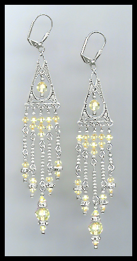 Long Jonquil Yellow Crystal Chandelier Earrings