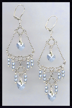 Swarovski Light Blue Crystal Heart Earrings
