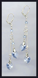 Swarovski Light Blue Crystal Heart Earrings