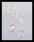 Tiny Silver Light Pink Crystal Earrings