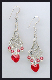 Cherry Red Heart Earrings