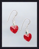 Tiny Aquamarine Crystal Heart Earrings