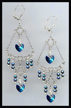 Swarovski Midnight Blue Crystal Heart Earrings